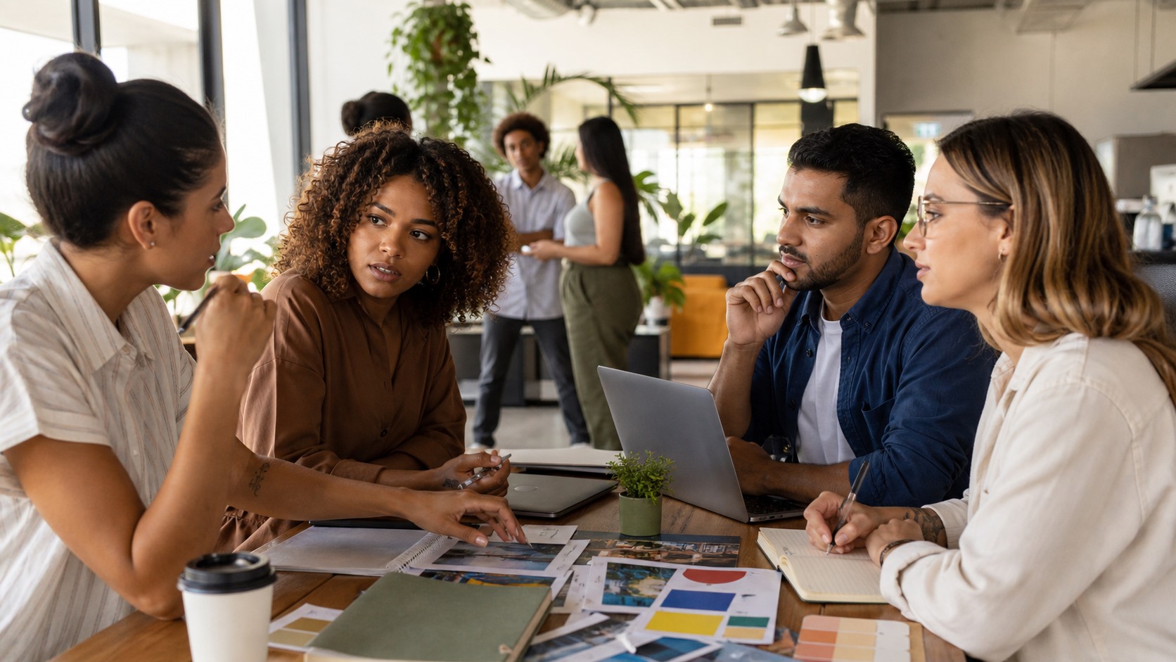 Painel com dados, cartão de empresa e anúncio de serviço